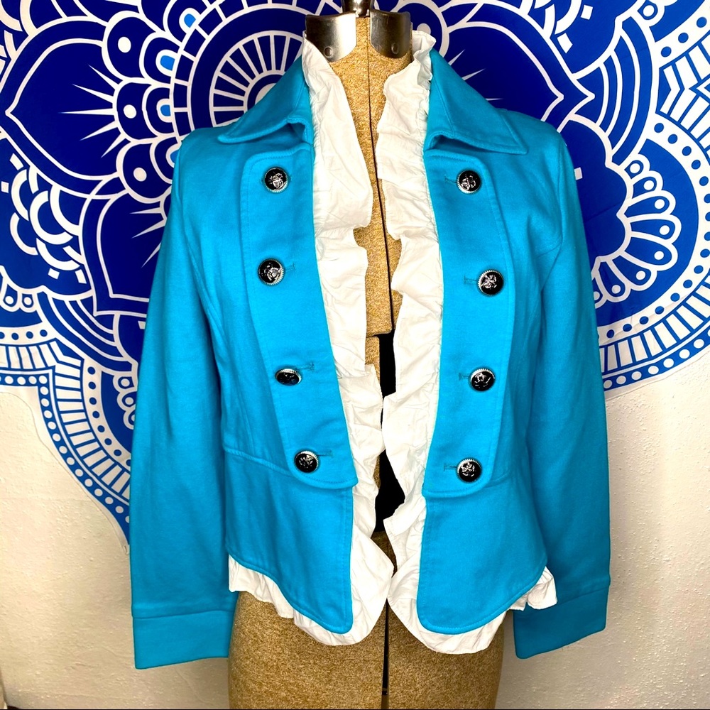 Turquoise Blazer with removable Ruffle